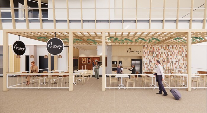 Nourcy café traiteur à l'Aéroport international Jean-Lesage de Québec (Groupe CNW/Nourcy)