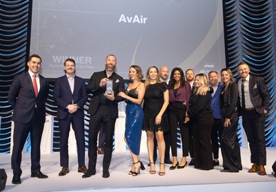 The AvAir team accepts the Parts Supplier of the Year award.