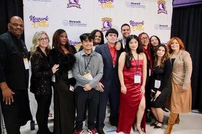 From left, Chef Jesse Jones, Principal Karisa Neis-Lopez, Cast Members Joi Lucas, Brian Conza, Luis Maldonado, Ronald Martinez-Lopez, Chef John Calache, Cast Members Melody Quintanilla, Illianis Tejeda-Ulloa, Shaddai Ramos-Acevedo, Lilliana Rivera, Newark Board of Education Member Josephine C. Garcia.