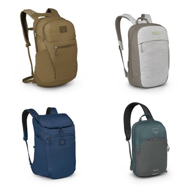 Top (Left to Right): Daylite Plus LTD in Histosol Brown, Arcane Earth Large Day in Pediment Grey Block
Bottom (Left to Right): Aoede Synch Pack in Antique Blue, Nebula Sling in Cascade Blue/Coal Grey Heather