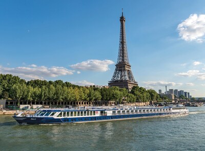 M/S Bizet, a 120-passenger river ship specifically designed to navigate the gently winding waters of France's Seine River.