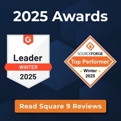 Square 9 Leader Badge from G2 and Top Performer Badge from Trust Radius (PRNewsfoto/Square 9 Softworks)