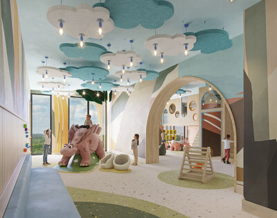 Sloane offers Bloomsbury Academy, Fitzrovia’s Montessori-inspired daycare, and the Adventure Zone playroom with a custom dinosaur play structure. (CNW Group/Fitzrovia)