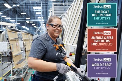 Andersen Corporation proudly announces it has recently been recognized by Forbes with three awards: World's Best Employer, America’s Best Employers for Engineers and America’s Best-in-State Employer (Minnesota). These honors underscore Andersen's ongoing commitment to fostering an inclusive, innovative and empowering workplace where every employee has an opportunity to meaningfully contribute.