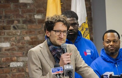 Evan Weiss, President and CEO of Newark Alliance, addresses community members and key stakeholders gathered to discuss new, innovative initiatives aimed to end chronic homelessness in New Jersey's largest city. Photo courtesy of the City of Newark.