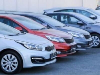 Used cars parked at a parking lot