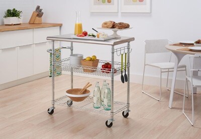 TRINITY's 5-Tier commercial wire shelving comes with a Sidebar & Wheels. Designed with sturdy, steel construction, this 36