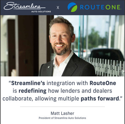 Matt Lasher, President of Streamline Auto Solutions, commenting on the companies latest integration with RouteOne.