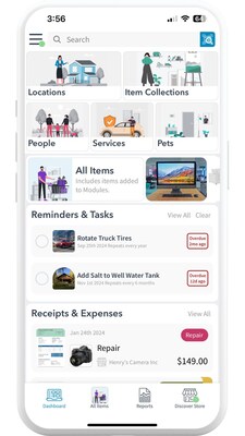 Itemtopia home page dashboard