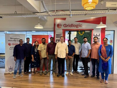 Gridlogic’s Chief Technology Officer Anantha Krishna Tirumalai (centre) along with Preethi Kidambi, Head of Talent Acquisition (first from right) along with other employees at the inauguration of Gridlogic Gaming Development Centre in Bengaluru