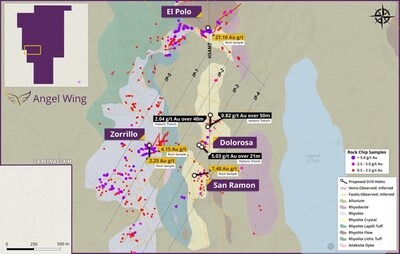 Figure 1: La Reyna Proposed Drill Holes (CNW Group/Angel Wing Metals Inc.)