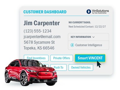 Customer and vehicle information are now fully integrated between FordDirect’s Smart VINCENT tool and VinSolutions CRM