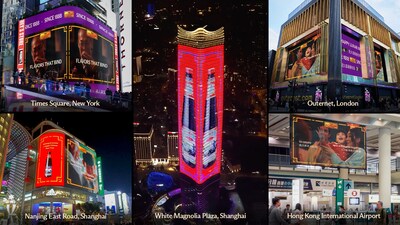 The FLAVOURS THAT BIND campaign is being rolled out from today across traditional and social media platforms, with the evocative brand film taking over global landmarks in New York, London, Hong Kong and Shanghai. (PRNewsfoto/Lee Kum Kee)