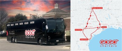 GOGO Charters Wrapped Bus - Texas Network Map