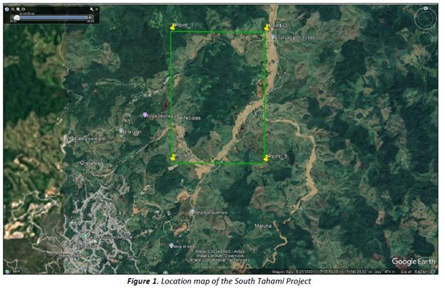 Figure 1. Location map of the South Tahami Project (CNW Group/Quimbaya Gold Inc.)
