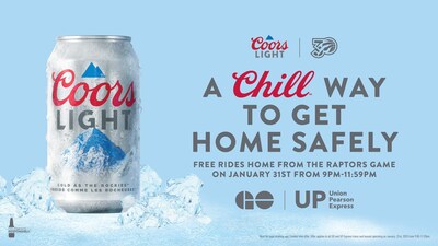 Coors Light® Announcing First-Time Partnership with Metrolinx to Sponsor Free Rides Home on GO Transit and UP Express after the Toronto Raptors Game on January 31, 2025