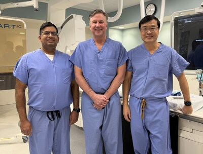 Antony Kaliyadan, MD, Brian Bethea, MD, and John Wang, MD, at MedStar Union Memorial Hospital in Baltimore, perform Maryland's first FDA-approved tricuspid valve replacements, Jan. 7th.