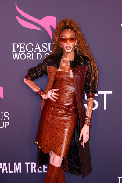 HALLANDALE, FLORIDA - JANUARY 25: Winnie Harlow attends Pegasus World Cup 2025 at Gulfstream Park on January 25, 2025 in Hallandale, Florida. (Photo by Alexander Tamargo/Getty Images for Pegasus World Cup 2025)