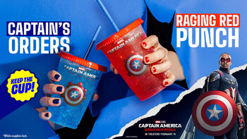 Inspired by Marvel Studios’ “Captain America: Brave New World,” special-edition beverages Raging Red Punch and Captain’s Orders are available at Topgolf only for a limited time from Feb. 10 through March 31.