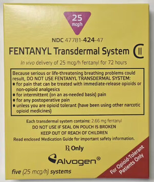 Alvogen Issues Voluntary Nationwide Recall for One Lot of Fentanyl Transdermal System 25 mcg/h Due to a Defective Delivery System