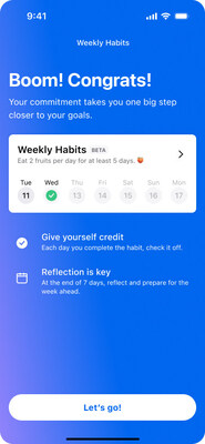 MyFitnessPal's new Weekly Habits feature.