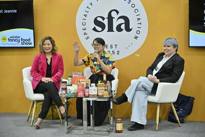 Specialty Food Association Trendspotter Panel members Jeannie Houchins, Jenn de la Vega, and Sarah Lohman on the Trends Panel.