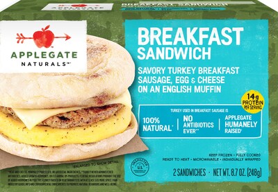 Applegate Naturals® Savory Turkey Breakfast Sausage, Egg & Cheese on an English Muffin