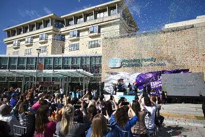 A press conference and celebration to unveil the new Manning Family Children's sign in New Orleans.