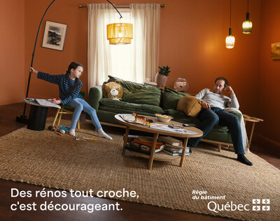 RBQ visuel - Campagne publicitaire «Des rénos tout croche» (Groupe CNW/Régie du bâtiment du Québec)