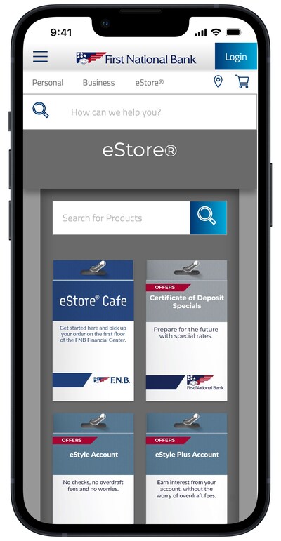 Customers can use FNB’s eStore to order food from the cafe in FNB Financial Center.