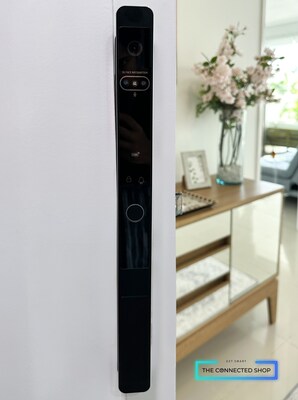 Next Gen Smart Lock on apartment front door.
