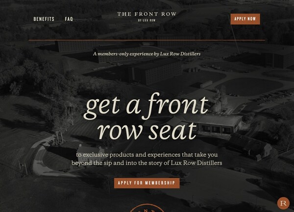 The Front Row By Lux Row Distiller's Application Page The Front Row By Lux Row Distiller's Application Page