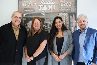 From left to right: François Cyr, President, Radio Taxi Union; Josée Tremblay, Finance Director, Radio Taxi Union; Niema Bouchnafati, Sales and Marketing Director, Taxelco; Frédéric Prégent, CEO, Taxelco. Photo credit: Alexandra Cyr. (CNW Group/Taxelco)