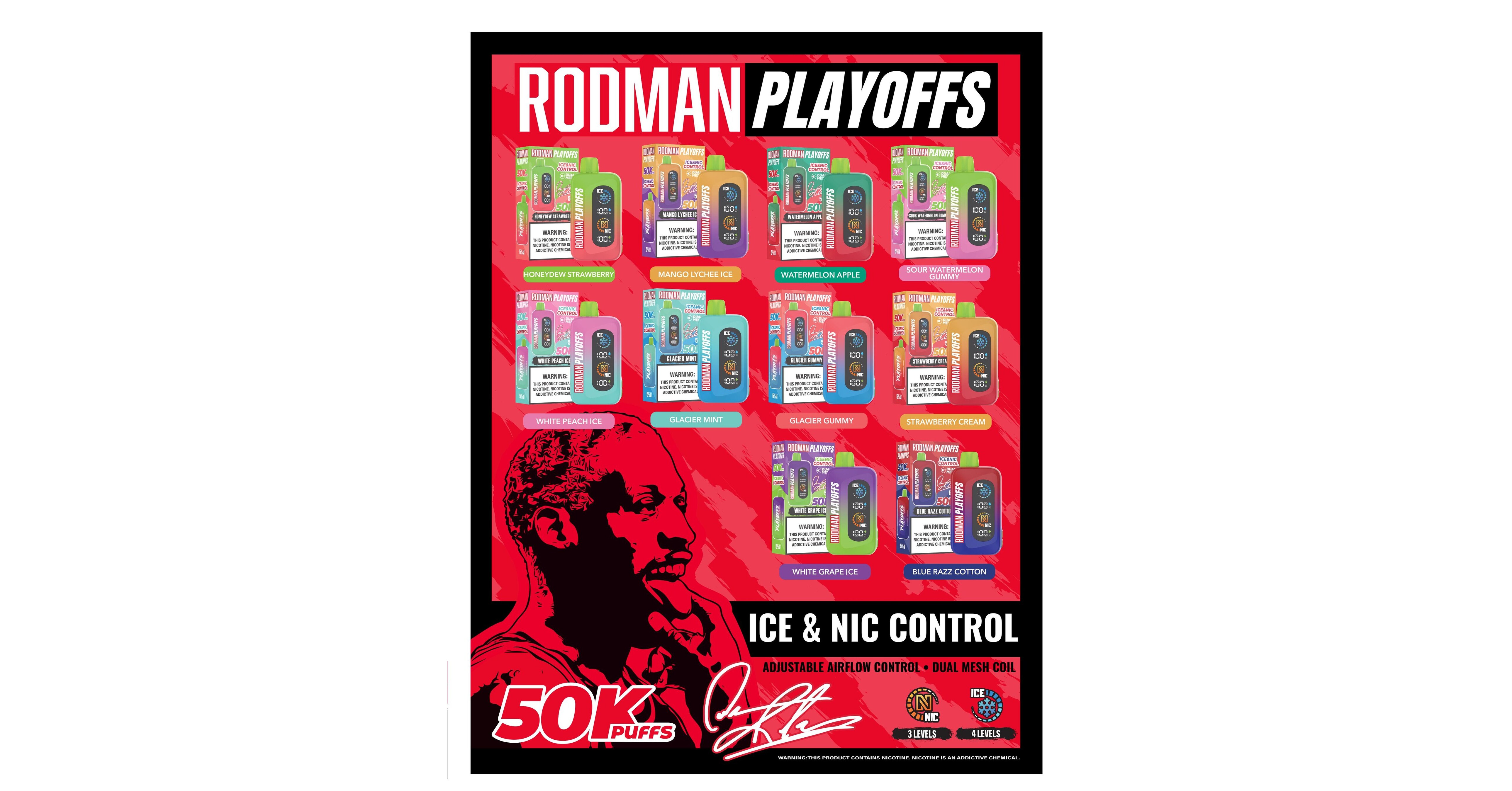 Dennis Rodman Launches Game-Changing Rodman Playoffs 50,000 Puffs Disposable Vape Dennis Rodman Launches Game-Changing Rodman Playoffs 50,000 Puffs Disposable Vape