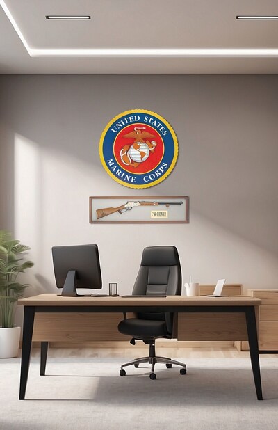 With the Henry Wall Display, the Spirit of the Corps Tribute Edition rifle makes an ideal presentation piece. (Source: Henry Repeating Arms)