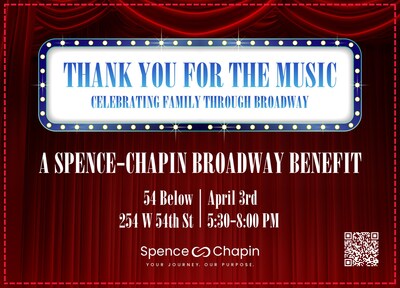 Join us on April 3 at 54 Below for Thank You for the Music, a Broadway benefit supporting Spence-Chapin’s mission to build strong families through adoption and support services.
