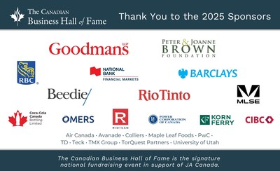 2025 Canadian Business Hall of Fame Sponsors (CNW Group/JA Canada)