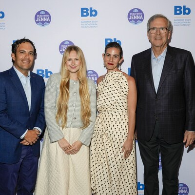 From Left- Jeb Bush Jr, New York Times best best-selling authors Coco Mellors and Jessica Soffer, Governor Jeb Bush at the Barbara Bush Foundation Florida Celebration of Reading