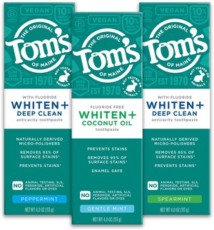Tom's of Maine Introduces Whiten+ Toothpaste: Natural, Effective Whitening