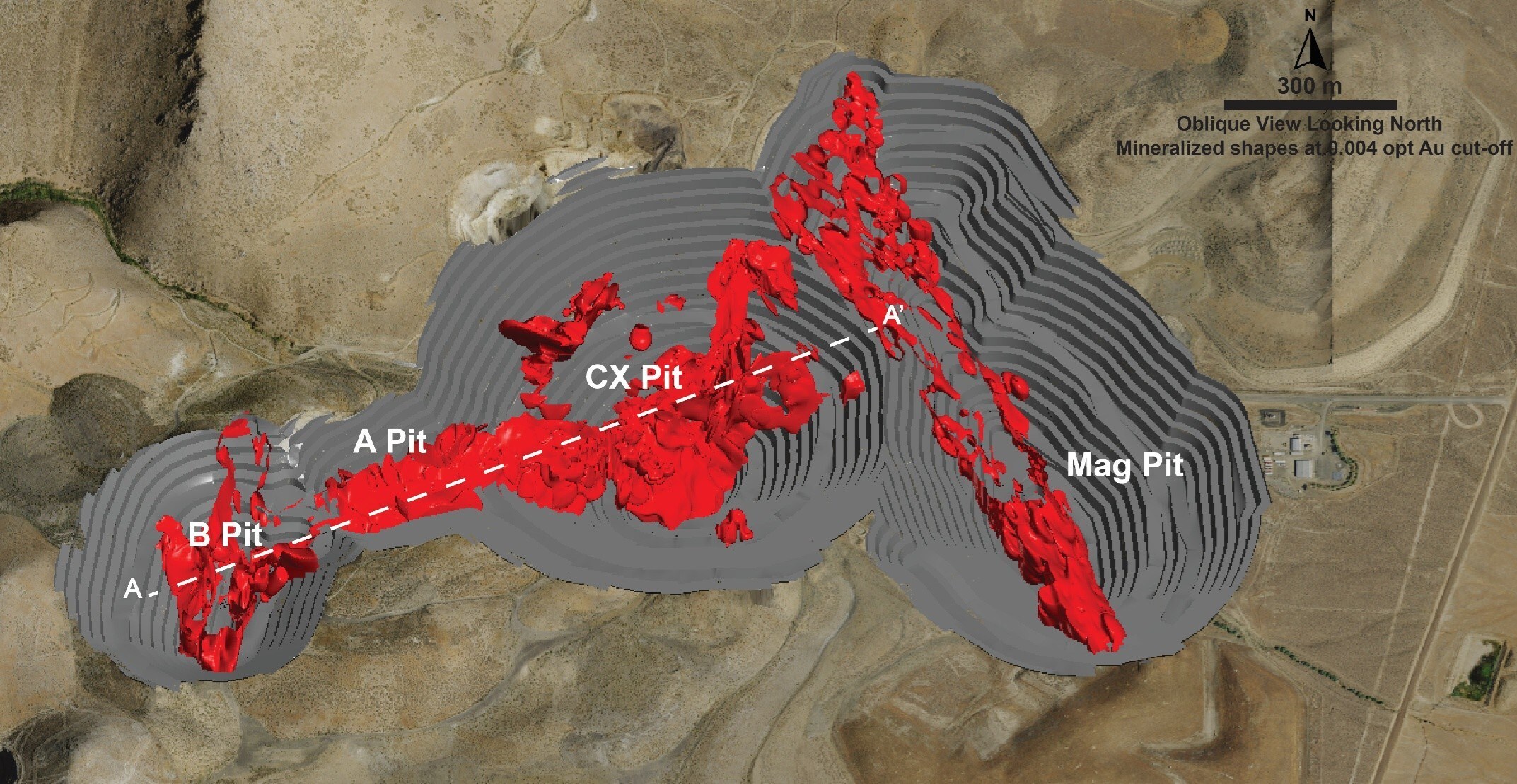 Figure 1: Granite Creek Conceptual Open Pit Oblique View Layout (CNW Group/i-80 Gold Corp)