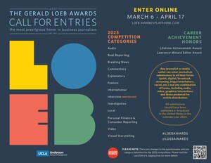 2025 LOEB AWARDS OPEN CALL FOR ENTRIES, WITH APRIL 17 DEADLINE FOR JOURNALISM COMPETITION SUBMISSIONS