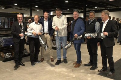 From left to right Mark Ellenor, Chief Operation Officer, Brickworks Ltd; Jerry Vinci, Director Integration, Brickworks Supply; Mitch Wilson, Project Manager, ARCO/Murray; Jose Torres, Manager, Brickworks Supply – Chicago; Mike Zirngibl, Director Illinois, Brickworks Supply; Ozzie Munoz, Manager, Regional Operations, Brickworks Supply; Steve Bell, President, Brickworks North America, gather to celebrate the launch of the Brickworks Supply Center - Chicago.