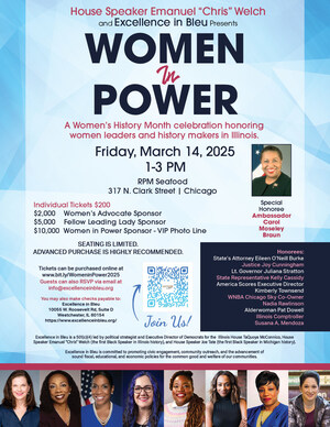 First Black Female U.S. Senator Carol Moseley Braun to Join House Speaker Emanuel "Chris" Welch at Women in Power