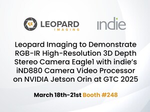 Leopard Imaging to Demonstrate RGB-IR High-Resolution 3D Depth Stereo Camera Eagle1 with indie's iND880 Camera Video Processor on NVIDIA Jetson Orin at GTC 2025