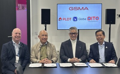 Ernest Cu, Globe President and CEO, signs an MoU with other Philippine telco operators on CAMARA APIs under GSMA’s Open Gateway initiative.