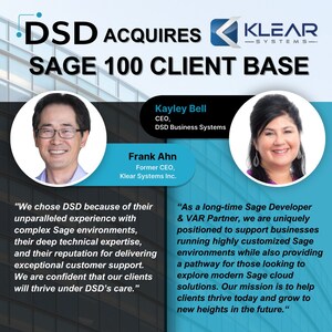 DSD Business Systems Acquires Klear Systems' Sage 100 Client Base