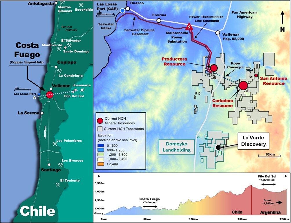 Figure 1. Location of La Verde in relation to Costa Fuego, coastal range Chile (CNW Group/Hot Chili Limited) Figure 1. Location of La Verde in relation to Costa Fuego, coastal range Chile (CNW Group/Hot Chili Limited)