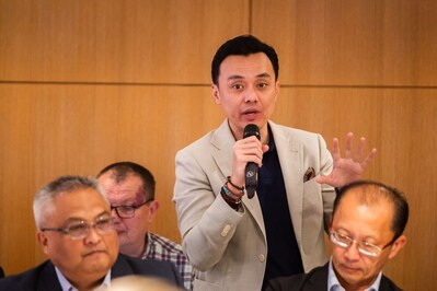 Anton Bonifacio, Globe’s Chief Information Security Officer and Chief AI Officer, speaks at a roundtable discussion on Globe’s efforts against fraud at MWC Barcelona 2025. (PRNewsfoto/Globe Telecom, Inc.)
