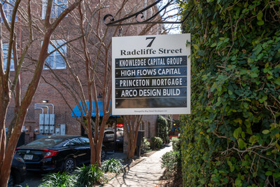 The new ARCO Design/Build office is located at 7 Radcliffe Street in downtown Charleston, where the company shares space with other businesses in a historic brick building managed by King Street Developers LLC. The property exemplifies the blend of Charleston's architectural heritage with modern business functionality mentioned in the press release.
