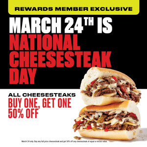 Capriotti's Celebrates National Cheesesteak Day with BOGO 50% Off Cheesesteaks
